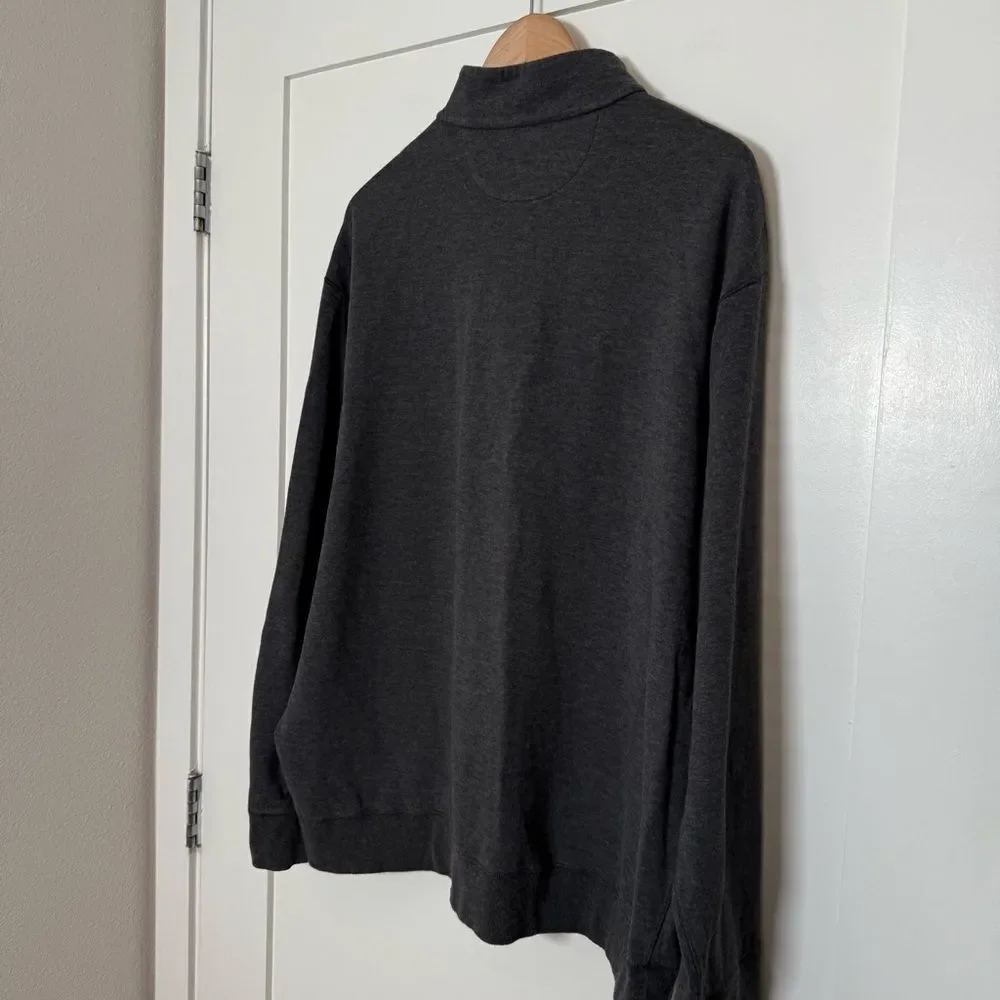 Polo Ralph Lauren Sweater Mens Sz XXL Gray Performance 1/4 Zip Mock Neck Preppy